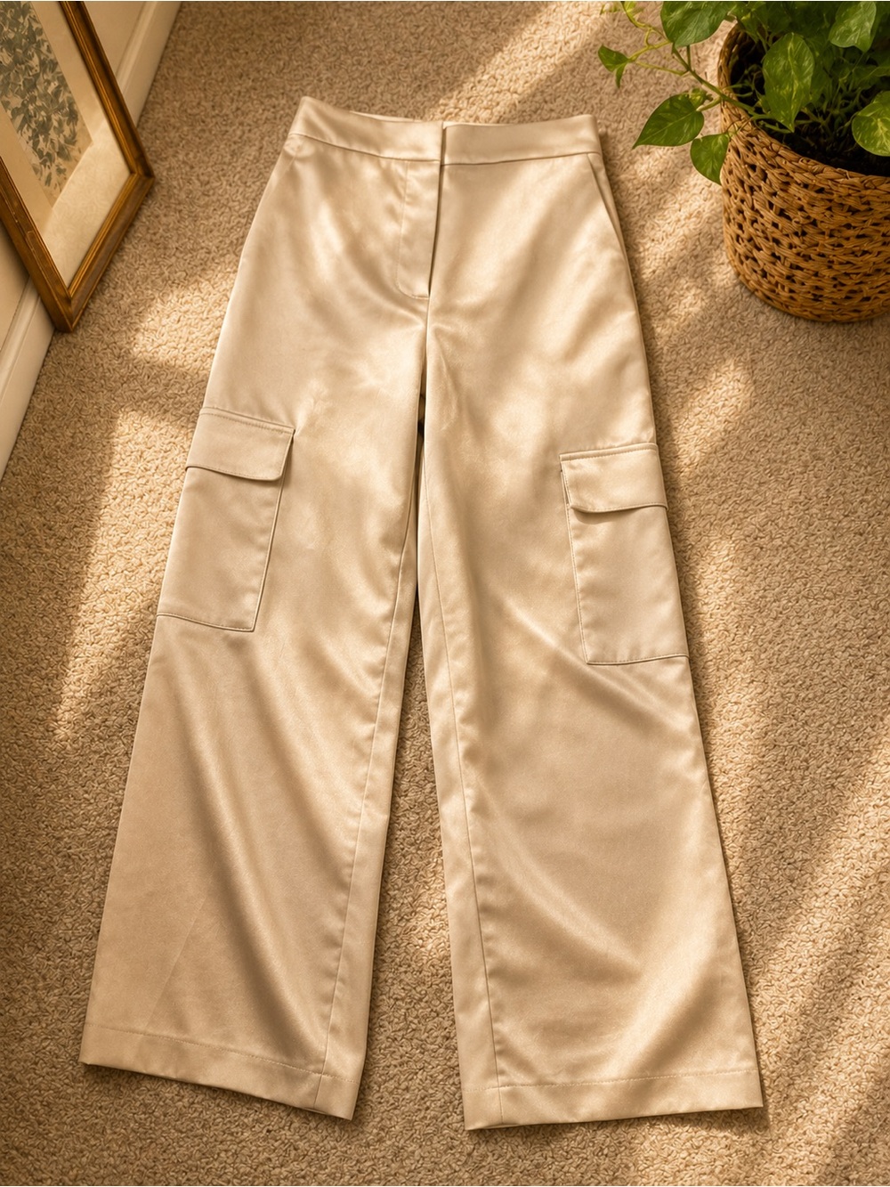 Are NWT Wide Leg Cargo Pants in Light Beige - Women